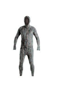 Camouflage snowboard men's one piece thermal base layer.