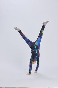 Multicolor print snowboard youth one piece thermal base layer.