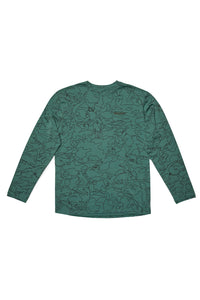 Multicolor print snowboard men's merino long sleeve shirt.