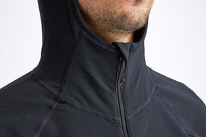 Black snowboard men's one piece thermal base layer.