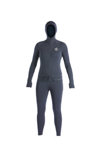 Black snowboard women's thermal one piece base layer.