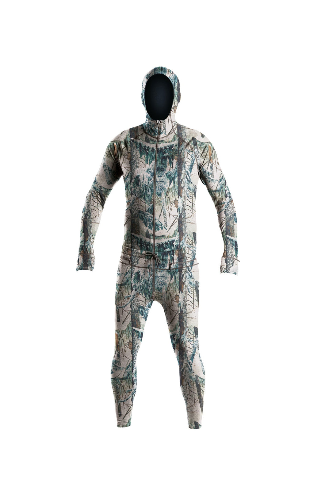 Multicolor print snowboard men's one piece thermal base layer.
