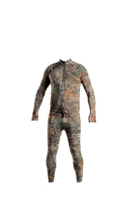 Multicolor print snowboard men's hoodless one piece base layer.