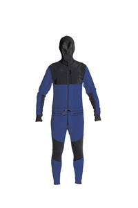 Black and blue snowboard men's one piece thermal base layer.