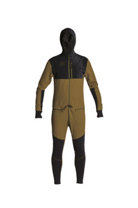 Brown snowboard men's one piece thermal base layer.