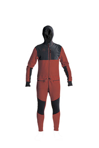 Black and red snowboard men's one piece thermal base layer.