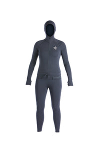 Black snowboard women's thermal one piece base layer.