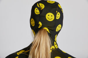 Smiley face print snowboard women's thermal one piece base layer.