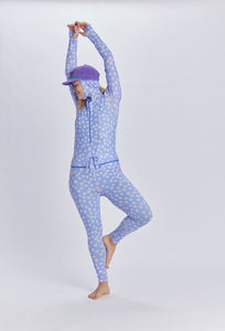 Multicolor floral print snowboard women's thermal one piece base layer.