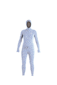 Floral print snowboard women's thermal one piece base layer.